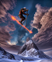 Flaming Skis Over Matterhorn